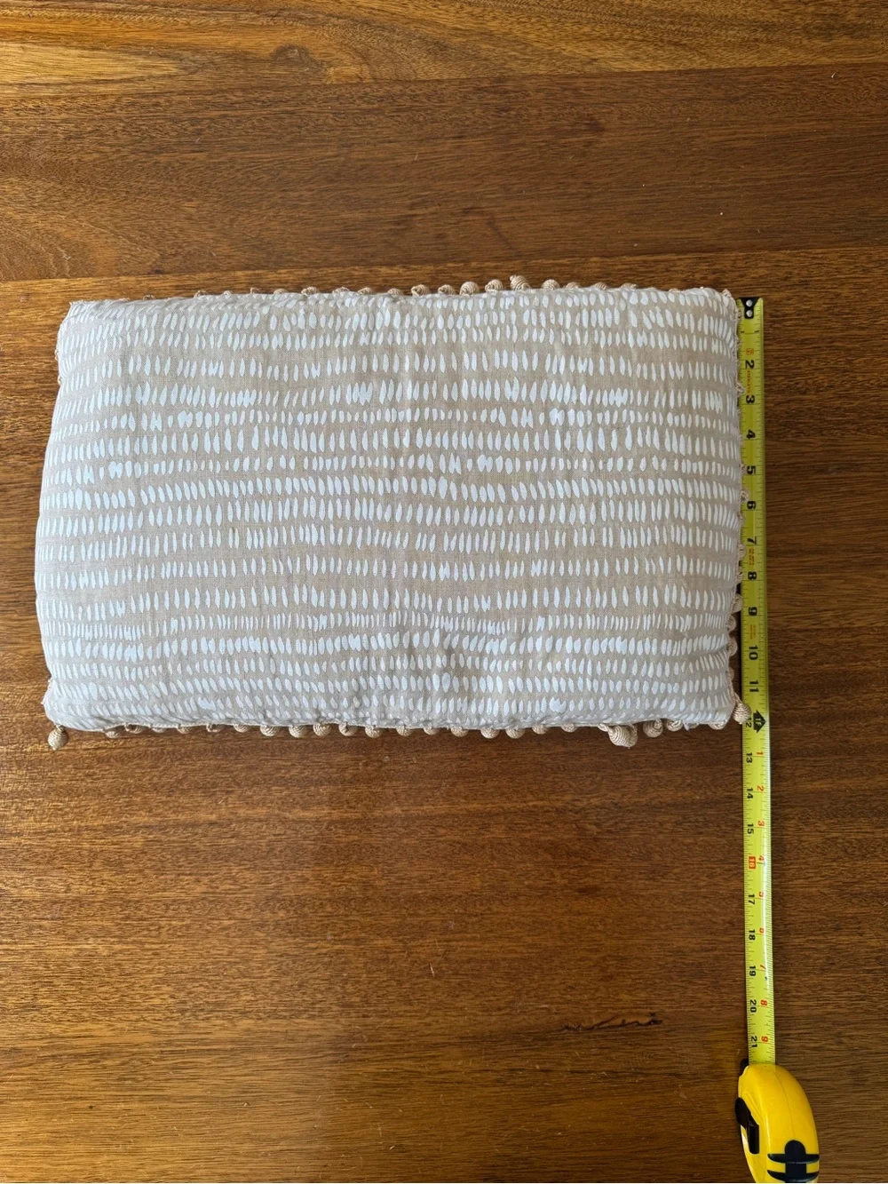 Custom Rebecca Atwood Lumbar Pillow with Jute Pom Pom Trim - 12x18